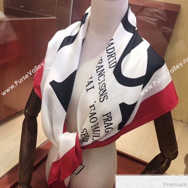 Gucci Silk Square Scarf with Gucci Cities 110x110cm Red 2019 (HXS-9031318)