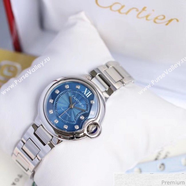 Cartier Classic Mechanical Watch Blue 33MM 06 2019 (KN-9041198)