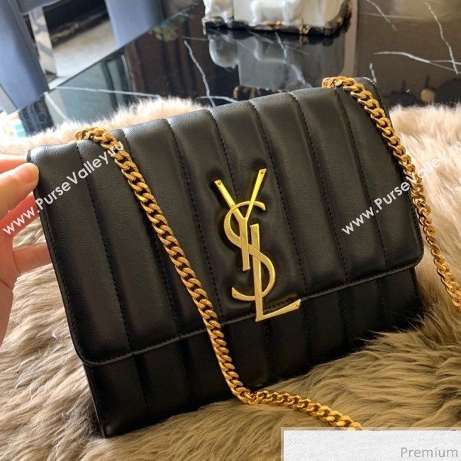 Saint Laurent Vicky Chain Wallet in Quilted Lambskin 554125 Black 2019 (WMJ-9041323)