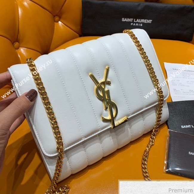 Saint Laurent Vicky Chain Wallet in Quilted Lambskin 554125 White 2019 (WMJ-9041324)