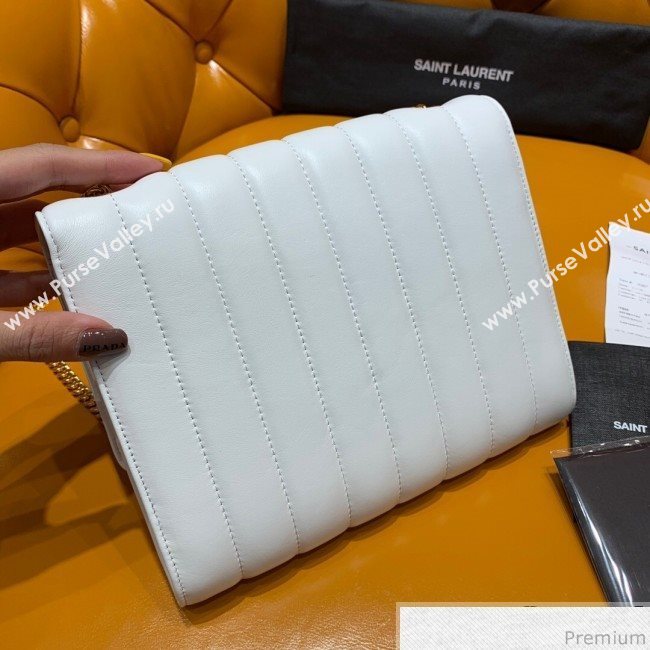 Saint Laurent Vicky Chain Wallet in Quilted Lambskin 554125 White 2019 (WMJ-9041324)
