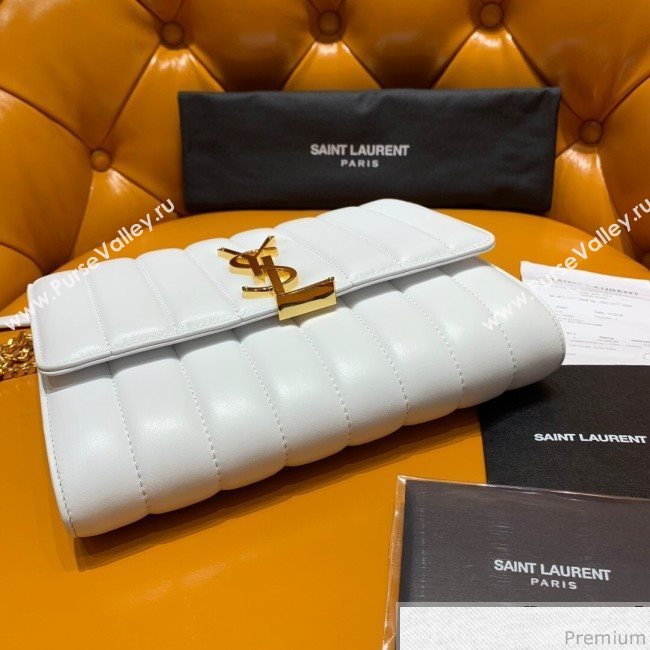 Saint Laurent Vicky Chain Wallet in Quilted Lambskin 554125 White 2019 (WMJ-9041324)