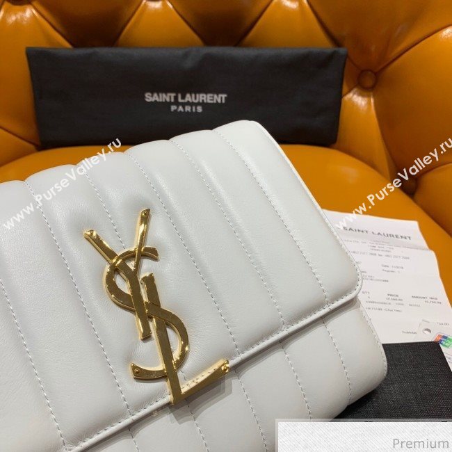 Saint Laurent Vicky Chain Wallet in Quilted Lambskin 554125 White 2019 (WMJ-9041324)