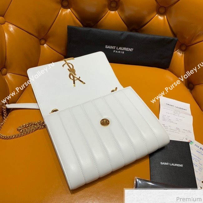 Saint Laurent Vicky Chain Wallet in Quilted Lambskin 554125 White 2019 (WMJ-9041324)