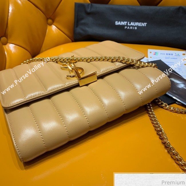 Saint Laurent Vicky Chain Wallet in Quilted Lambskin 554125 Apricot 2019 (WMJ-9041325)