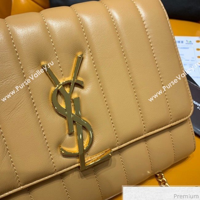 Saint Laurent Vicky Chain Wallet in Quilted Lambskin 554125 Apricot 2019 (WMJ-9041325)