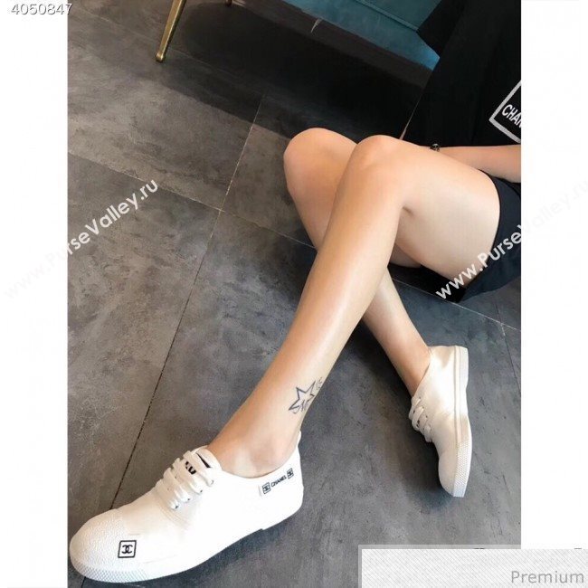 Chanel Fabric CC Logo Patch Sneakers White 2019 (EM-9041328)