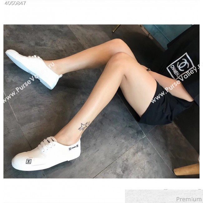 Chanel Fabric CC Logo Patch Sneakers White 2019 (EM-9041328)