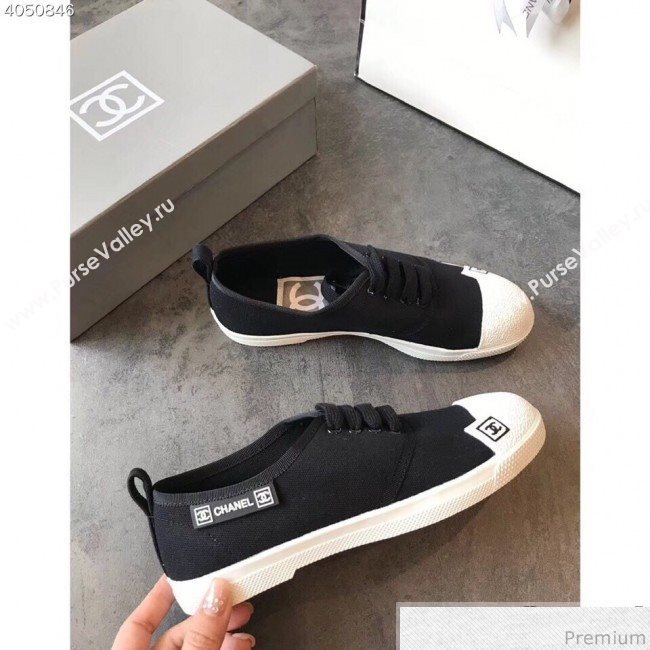 Chanel Fabric CC Logo Patch Sneakers Black 2019 (EM-9041329)