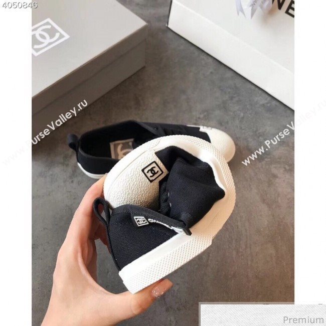 Chanel Fabric CC Logo Patch Sneakers Black 2019 (EM-9041329)
