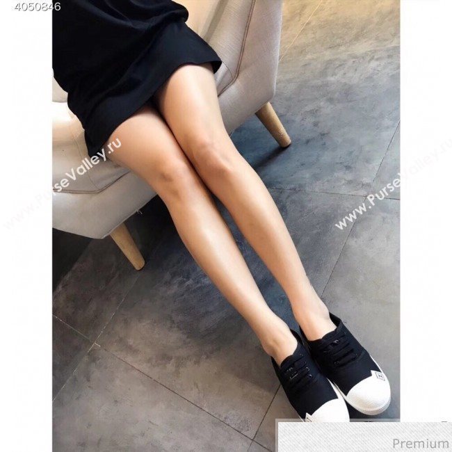 Chanel Fabric CC Logo Patch Sneakers Black 2019 (EM-9041329)