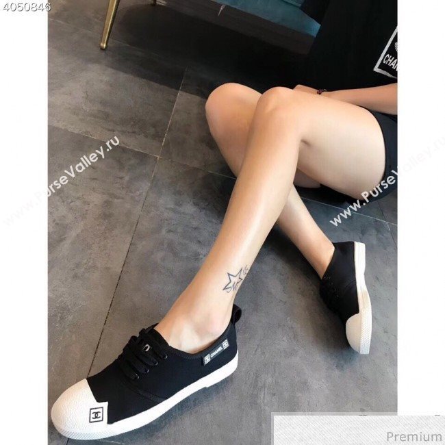 Chanel Fabric CC Logo Patch Sneakers Black 2019 (EM-9041329)
