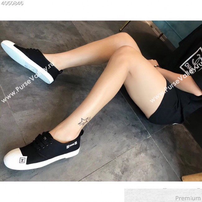 Chanel Fabric CC Logo Patch Sneakers Black 2019 (EM-9041329)
