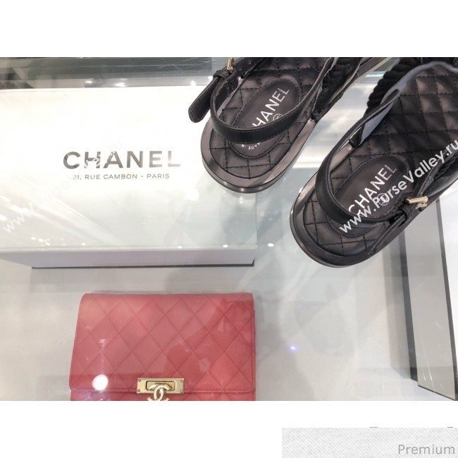 Chanel Cord Flat Sandals G34155 Black 2019 (XO-9041626)