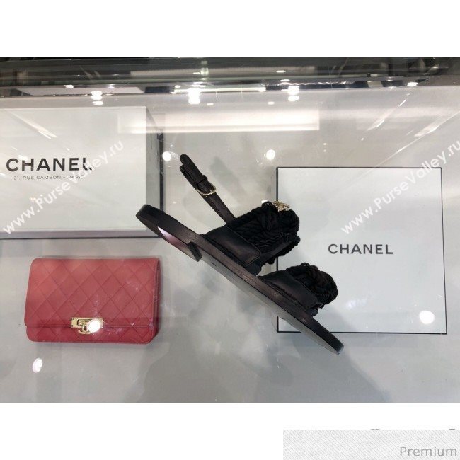Chanel Cord Flat Sandals G34155 Black 2019 (XO-9041626)