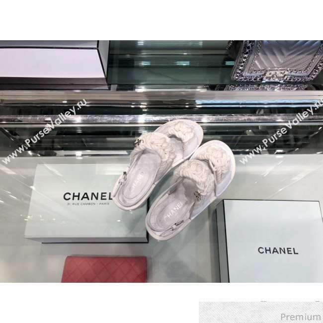 Chanel Cord Flat Sandals G34155 White 2019 (XO-9041627)