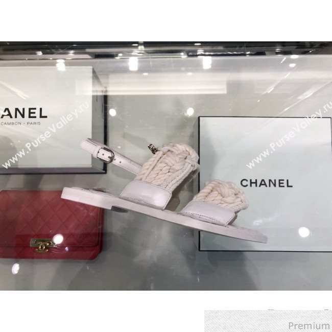 Chanel Cord Flat Sandals G34155 White 2019 (XO-9041627)