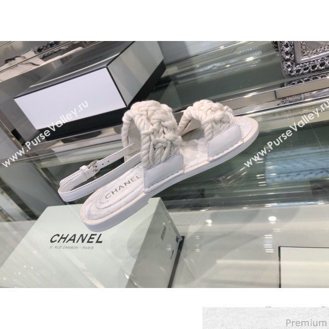 Chanel Cord Flat Sandals G34155 White 2019 (XO-9041627)