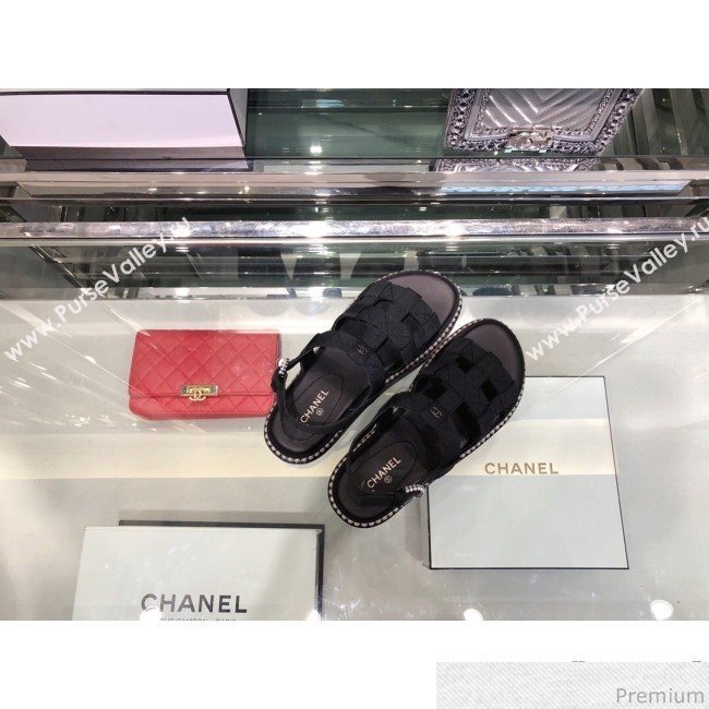 Chanel Pearls Flat Sandals G34505 Black 2019 (XO-9041628)