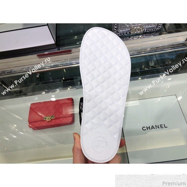 Chanel Pearls Tweed Flat Sandals G34505 Black/Silver 2019 (XO-9041629)