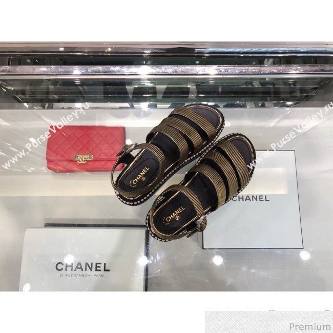 Chanel Patent Calfskin Pearls Flat Sandals G32359 Black 2019 (XO-9041630)