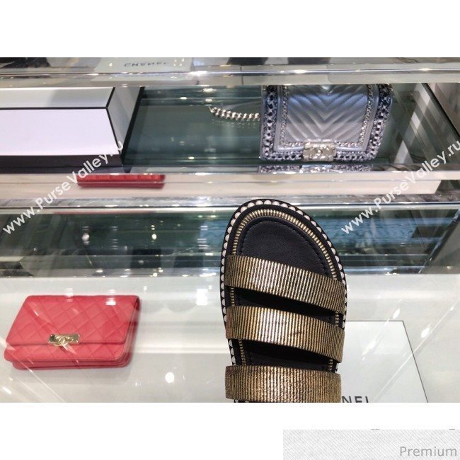 Chanel Patent Calfskin Pearls Flat Sandals G32359 Black 2019 (XO-9041630)