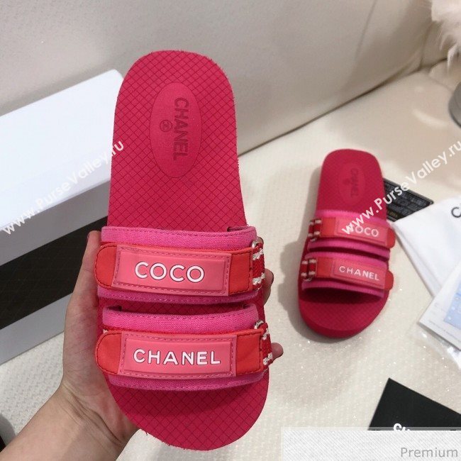 Chanel Flat Fabric Slide Mule Sandals G34729 Red 2019 (HZJ-9041637)