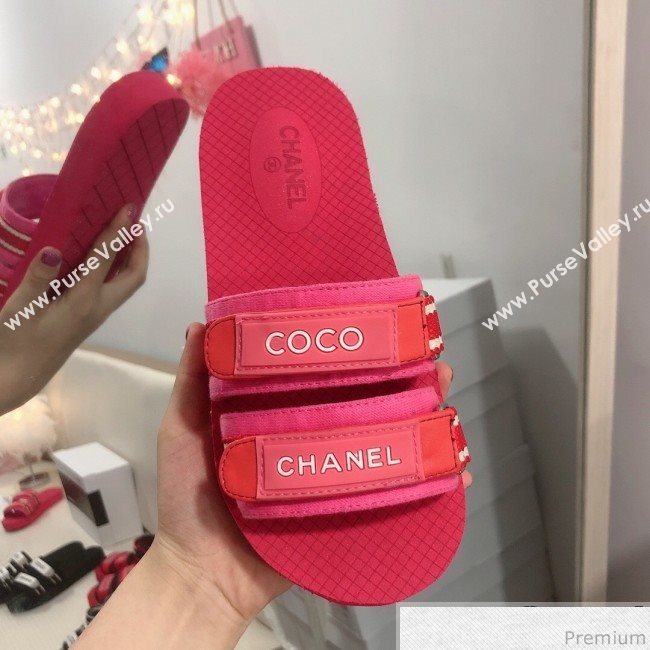 Chanel Flat Fabric Slide Mule Sandals G34729 Red 2019 (HZJ-9041637)