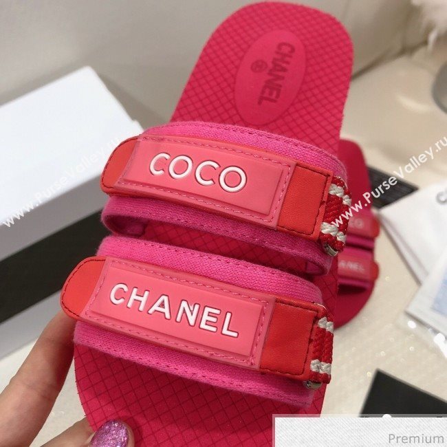 Chanel Flat Fabric Slide Mule Sandals G34729 Red 2019 (HZJ-9041637)
