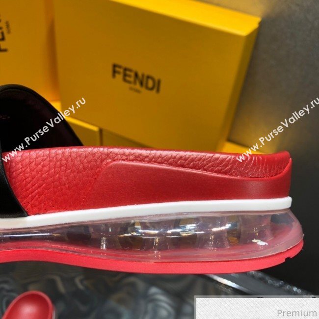 Fendi Calfskin Roma Logo Print Slide Sandals Red 2019 (HZJ-9041639)