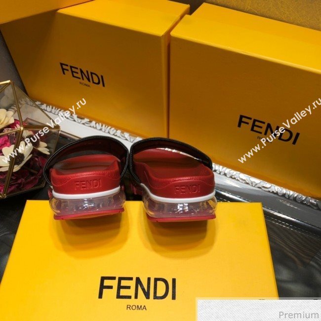 Fendi Calfskin Roma Logo Print Slide Sandals Red 2019 (HZJ-9041639)