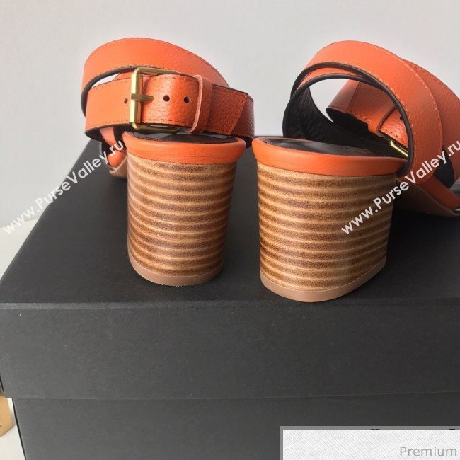 Valentino Go Logo Calfskin Heel Sandals Orange 2019 (HZJ-9041641)
