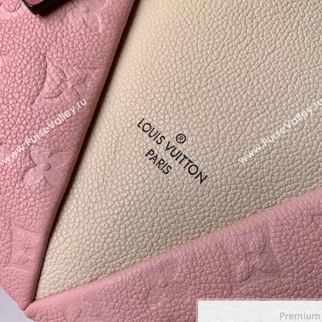Louis Vuitton V Tote BB Monogram Empreinte Leather M44455 Pink/Creme Beige 2019 (FANG-9041137)