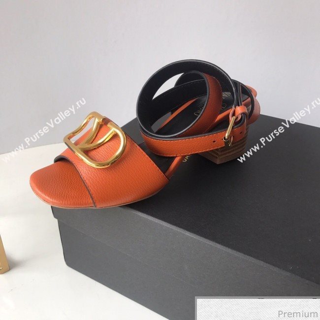 Valentino Go Logo Calfskin Heel Sandals Orange 2019 (HZJ-9041641)