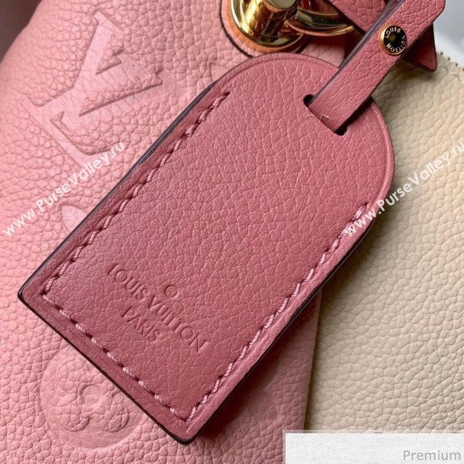 Louis Vuitton V Tote BB Monogram Empreinte Leather M44455 Pink/Creme Beige 2019 (FANG-9041137)
