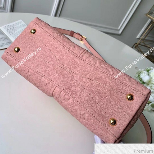 Louis Vuitton V Tote BB Monogram Empreinte Leather M44455 Pink/Creme Beige 2019 (FANG-9041137)