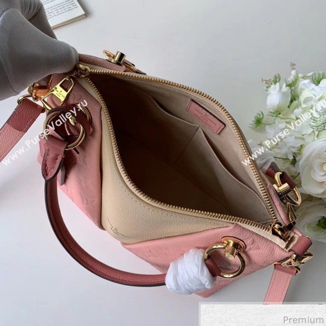 Louis Vuitton V Tote BB Monogram Empreinte Leather M44455 Pink/Creme Beige 2019 (FANG-9041137)