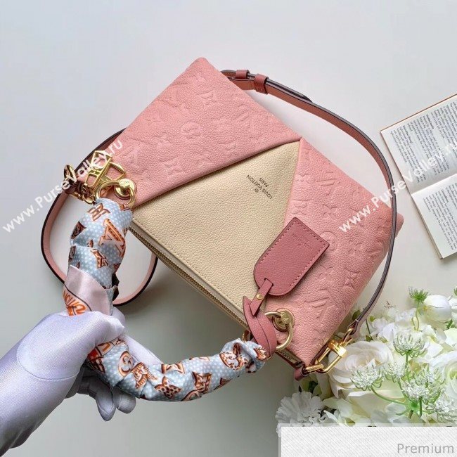 Louis Vuitton V Tote BB Monogram Empreinte Leather M44455 Pink/Creme Beige 2019 (FANG-9041137)