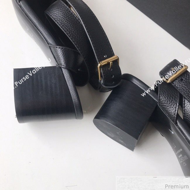 Valentino Go Logo Calfskin Heel Sandals Black 2019 (HZJ-9041642)