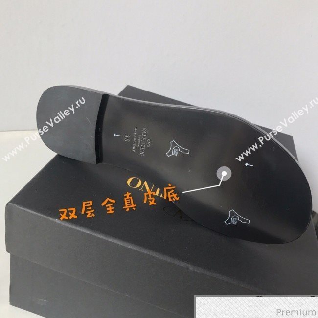 Valentino Go Logo Calfskin Flat Slide Sandals Black 2019 (HZJ-9041644)
