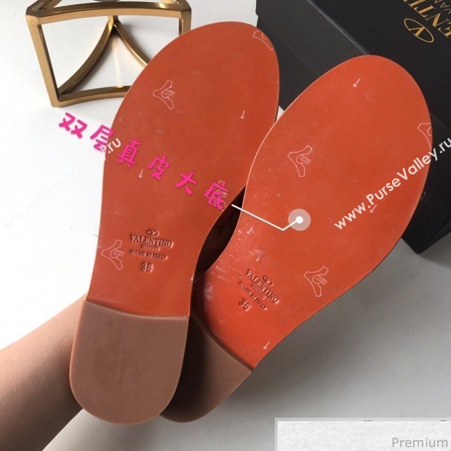 Valentino Go Logo Calfskin Flat Slide Sandals Orange 2019 (HZJ-9041643)