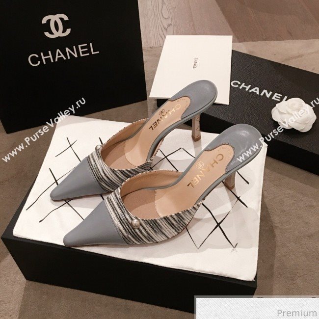 Chanel Pointed Heel Mules Light Gray 2019 (KL-9041646)