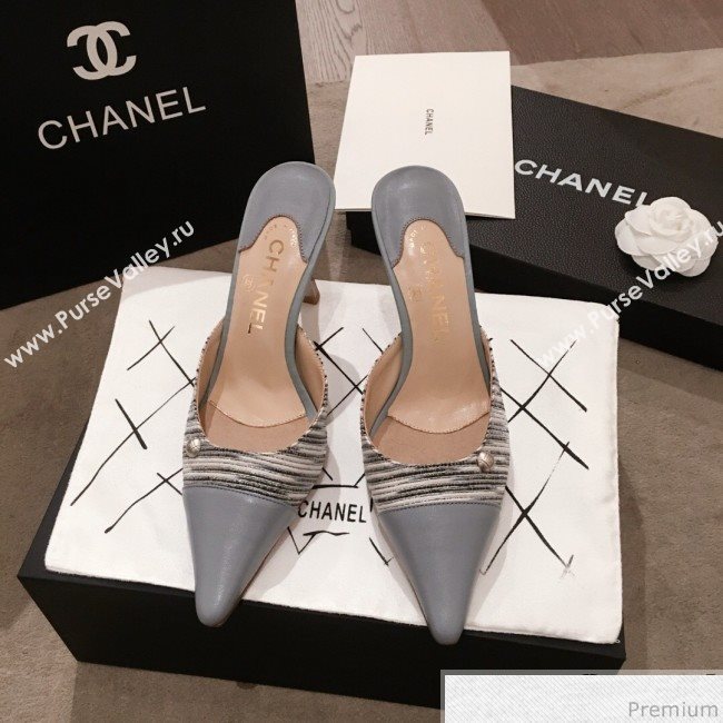 Chanel Pointed Heel Mules Light Gray 2019 (KL-9041646)