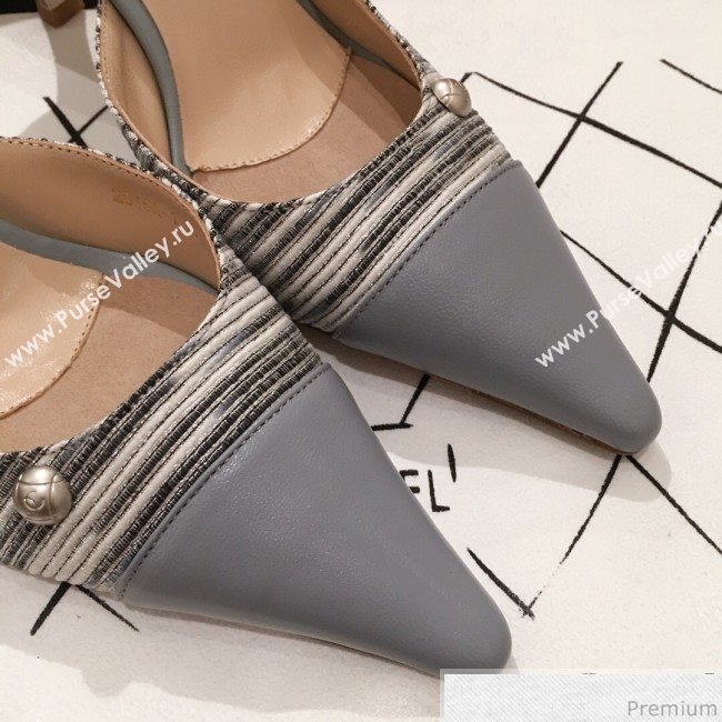 Chanel Pointed Heel Mules Light Gray 2019 (KL-9041646)