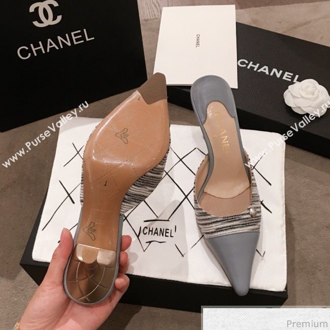 Chanel Pointed Heel Mules Light Gray 2019 (KL-9041646)