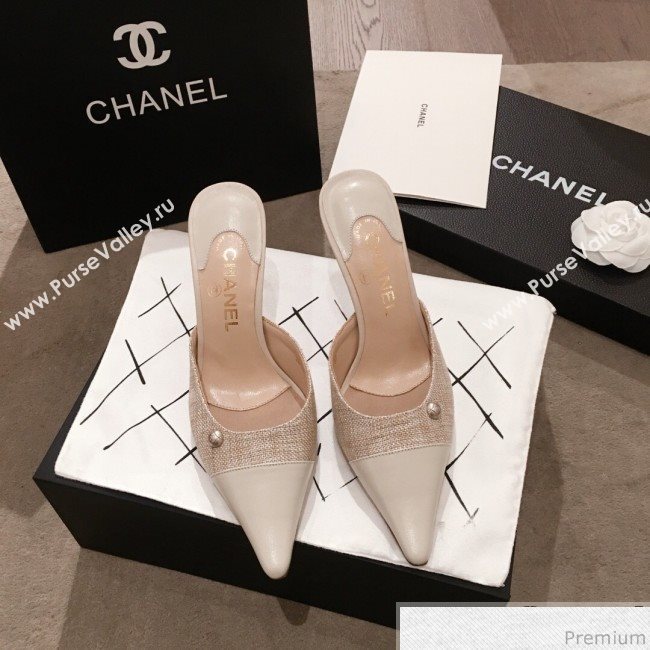 Chanel Pointed Heel Mules Pale Gray 2019 (KL-9041647)