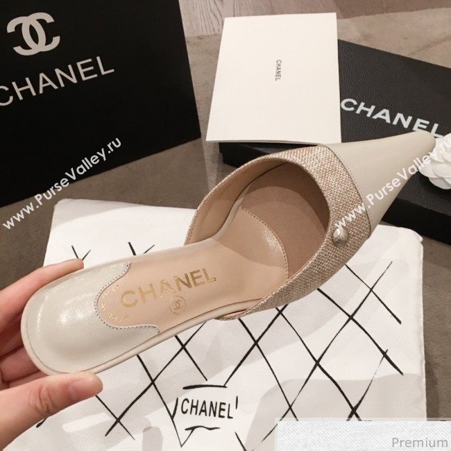 Chanel Pointed Heel Mules Pale Gray 2019 (KL-9041647)