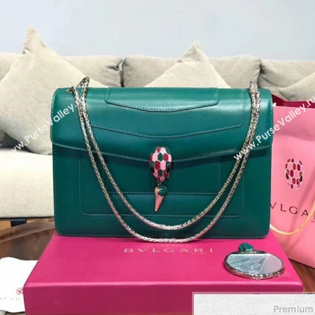 Bvlgari Serpenti Forever Flap Shoulder Bag 27cm Green/Pink (BGJ-9041142)