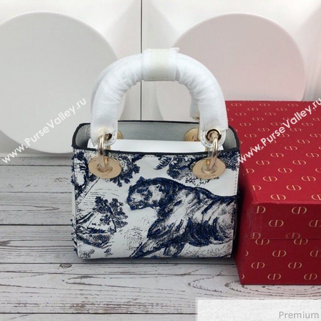 Dior Mini Lady Dior in Toile de Jouy Embroidered Bag Blue 2019 (XYD-9031520)