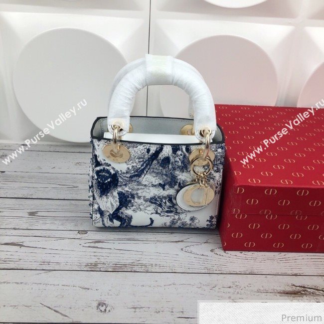 Dior Mini Lady Dior in Toile de Jouy Embroidered Bag Blue 2019 (XYD-9031520)